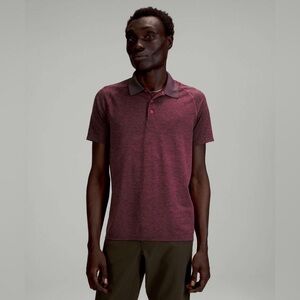 Lululemon Men’s Small Metal Vent Tech Polo Button Shirt Golf Red Green Pink